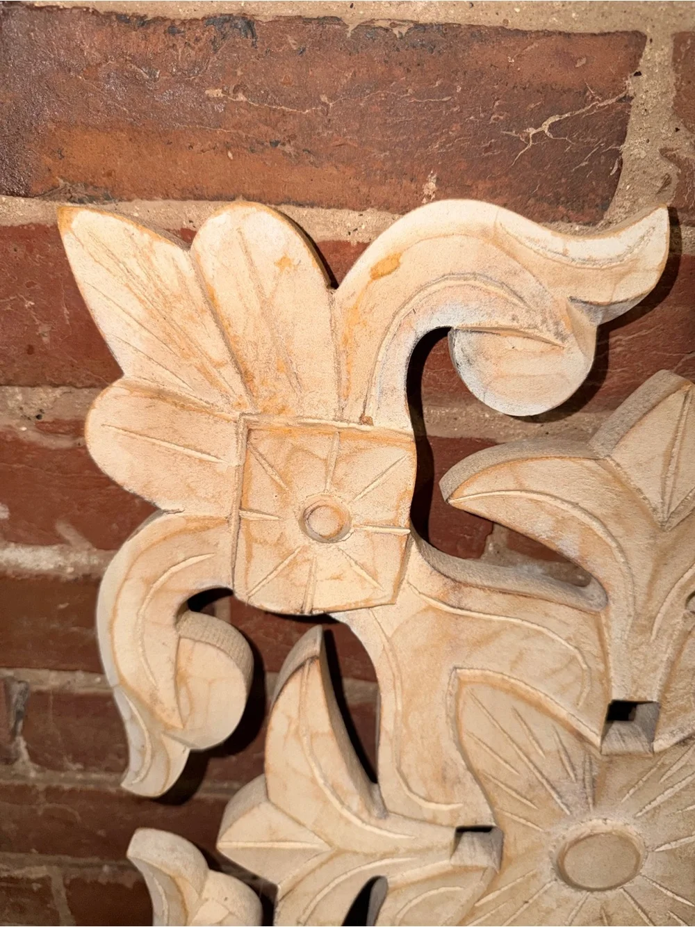Carved Floral Wall Panels in Distressed White - Set of 2